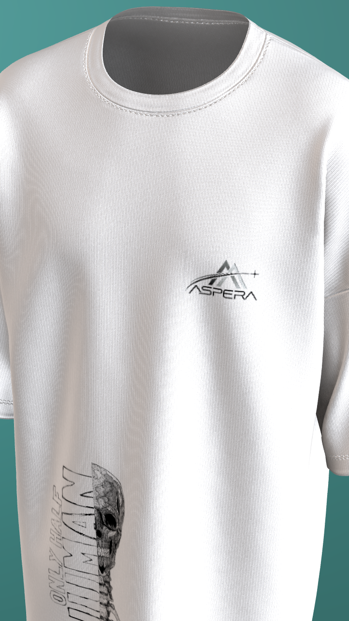 AIIMS MANGALGIRI - HALF HUMAN - PREMIUM 220 GSM OVERSIZE T-SHIRT - WHITE