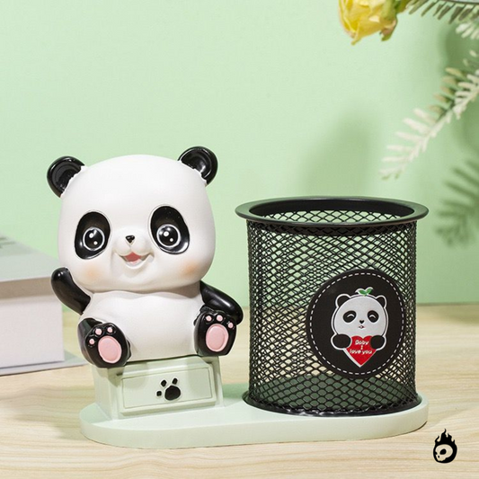 Sitting Panda Pen Stand with Drawer