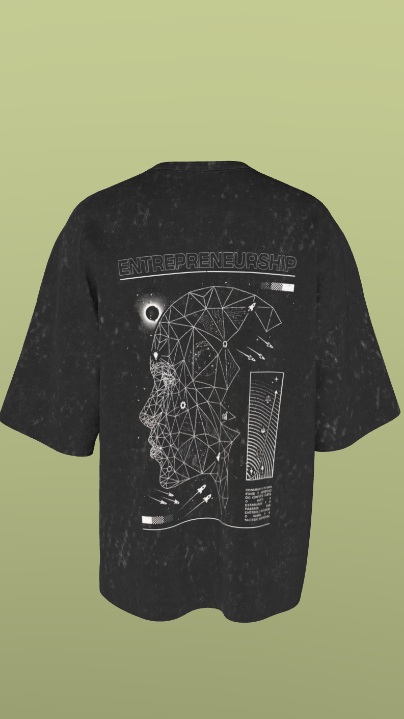 NIT JAIPUR - THE BRAIN - PREMIUM 240 GSM OZ ACID WASH T-SHIRT - BLACK