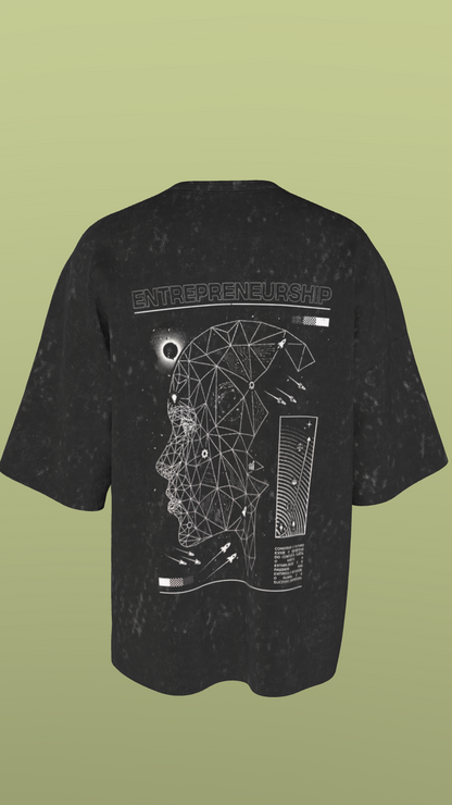 NIT JAIPUR - THE BRAIN - PREMIUM 240 GSM OZ ACID WASH T-SHIRT - BLACK