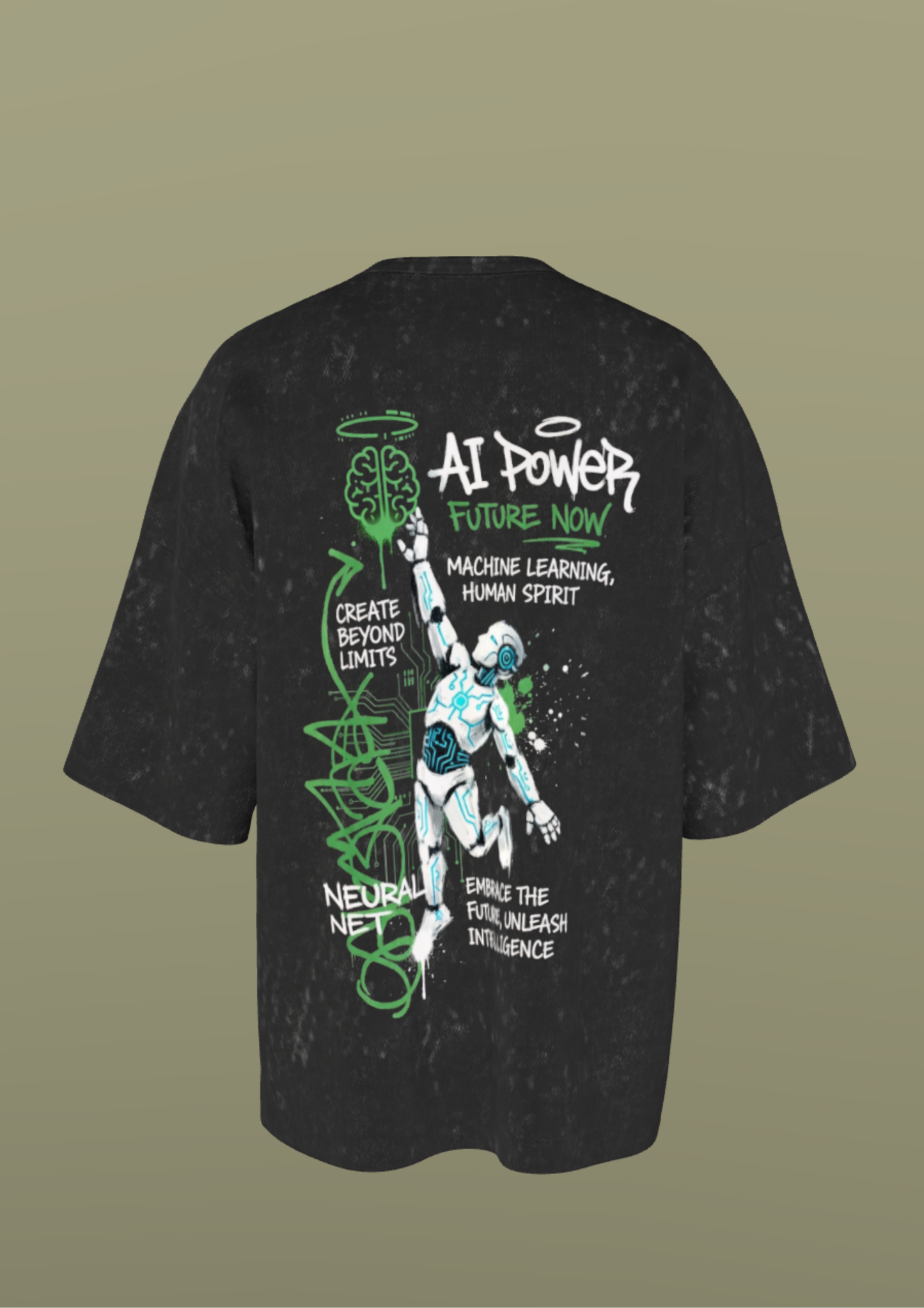 NIT SIKKIM  - BLACK AI POWER  - PREMIUM 250 GSM ACID WASHED T-SHIRT