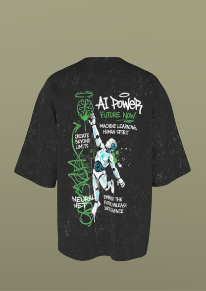 NIT SIKKIM  - BLACK AI POWER  - PREMIUM 250 GSM ACID WASHED T-SHIRT