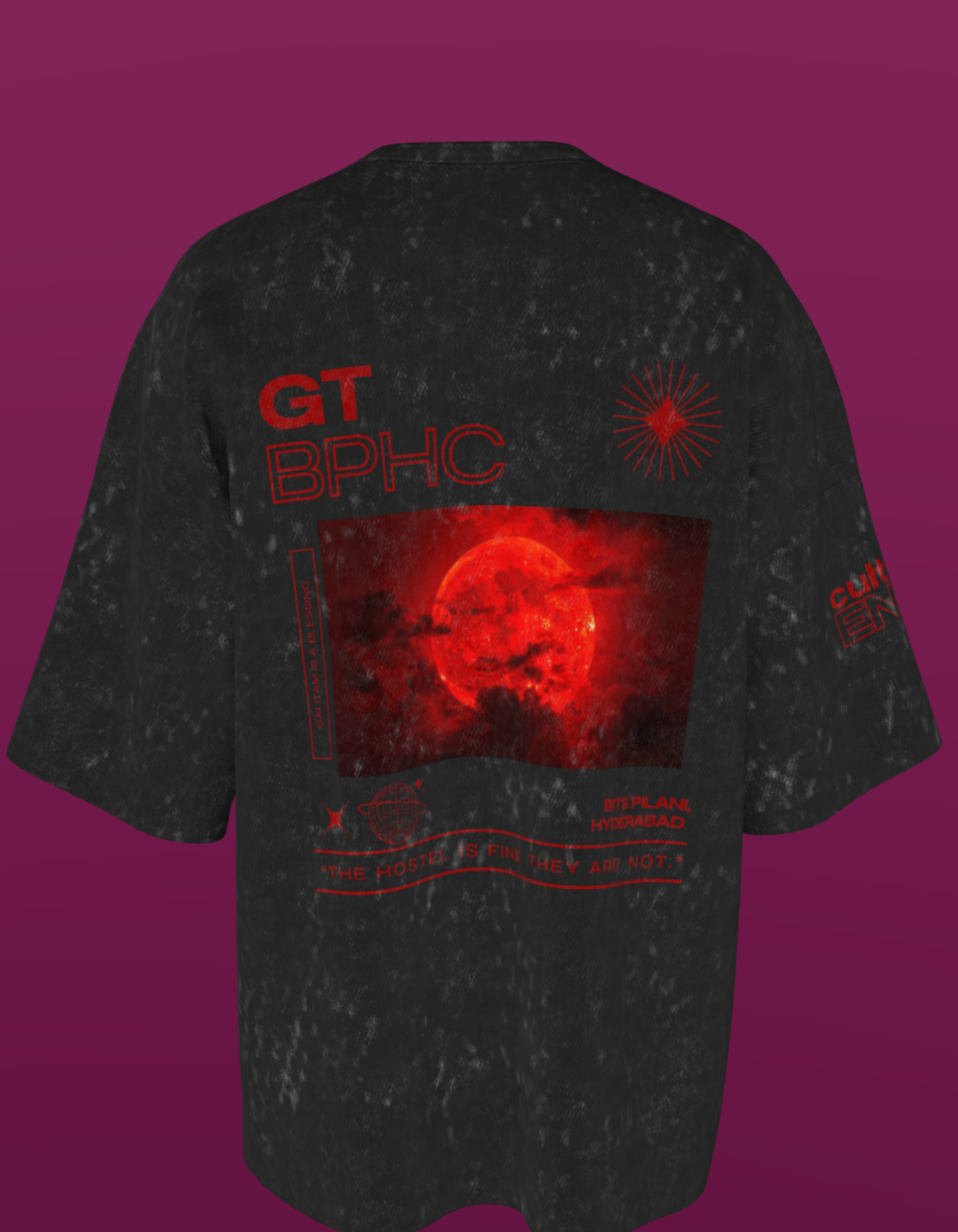 BITS HYDERABAD -  BLOODY HELL - PREMIUM 250 GSM OVERSIZE ACIDWASH