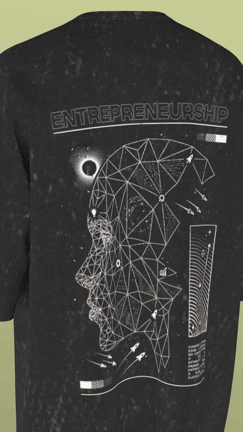 NIT JAIPUR - THE BRAIN - PREMIUM 240 GSM OZ ACID WASH T-SHIRT - BLACK