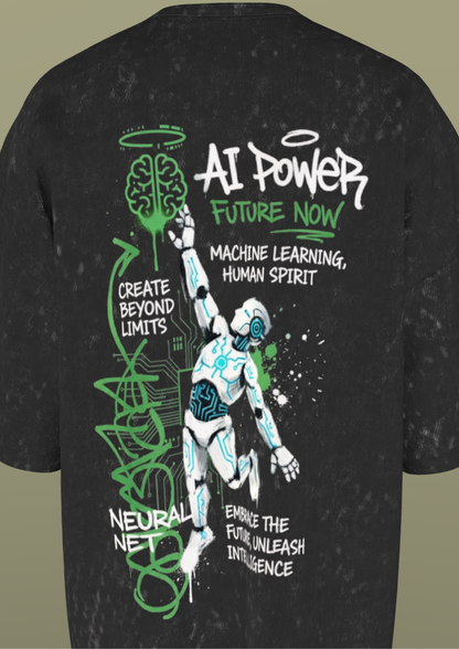 NIT SIKKIM  - BLACK AI POWER  - PREMIUM 250 GSM ACID WASHED T-SHIRT