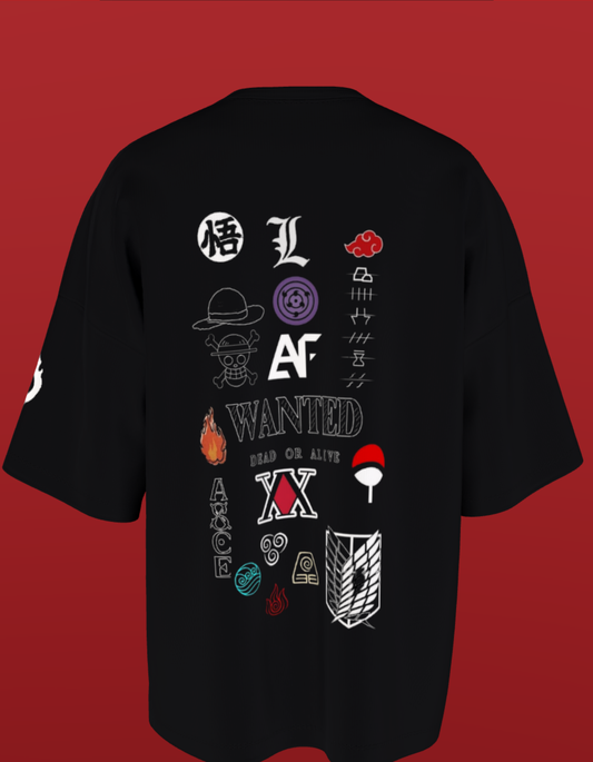 Oversized Anime T-Shirt Level 1: All Anime Mix "Symbols"