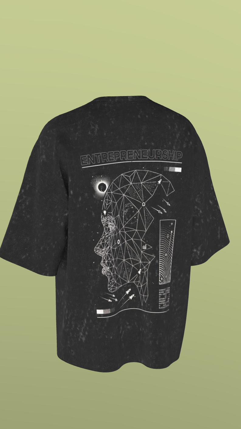 NIT JAIPUR - THE BRAIN - PREMIUM 240 GSM OZ ACID WASH T-SHIRT - BLACK
