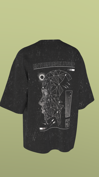 NIT JAIPUR - THE BRAIN - PREMIUM 240 GSM OZ ACID WASH T-SHIRT - BLACK
