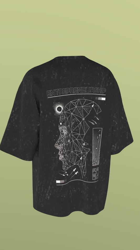 NIT JAIPUR - THE BRAIN - PREMIUM 240 GSM OZ ACID WASH T-SHIRT - BLACK