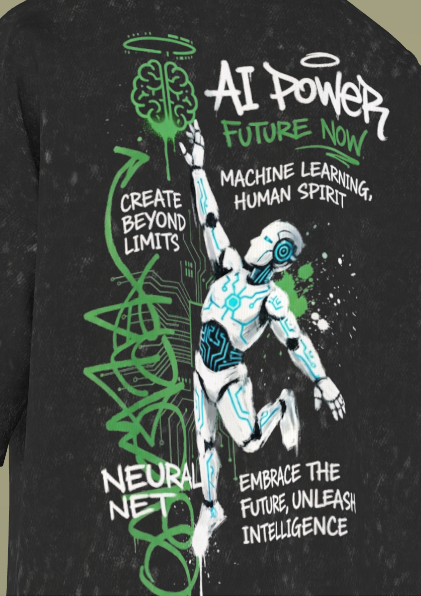 NIT SIKKIM  - BLACK AI POWER  - PREMIUM 250 GSM ACID WASHED T-SHIRT