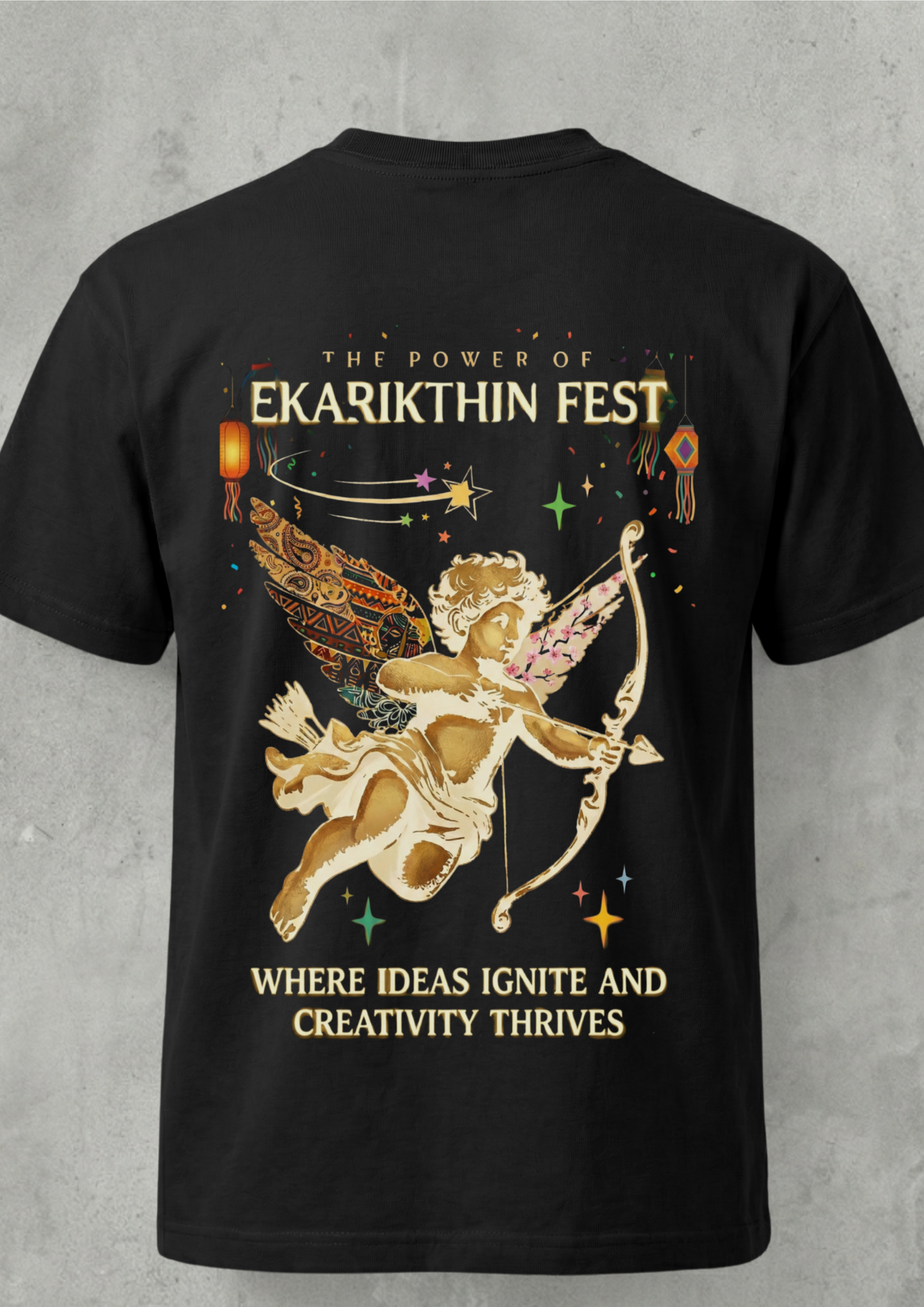 NIT NAGALAND - EKARIKTHIN CUPID- PREMIUM 200 GSM BLACK REG T-SHIRT