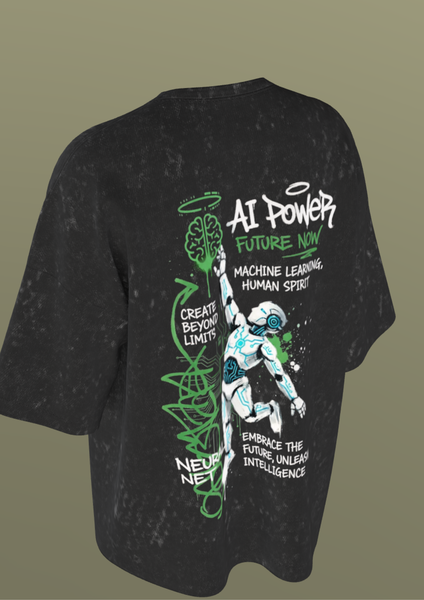 NIT SIKKIM  - BLACK AI POWER  - PREMIUM 250 GSM ACID WASHED T-SHIRT