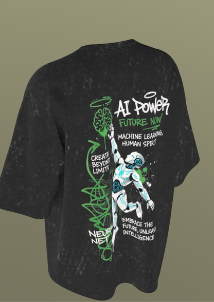 NIT SIKKIM  - BLACK AI POWER  - PREMIUM 250 GSM ACID WASHED T-SHIRT