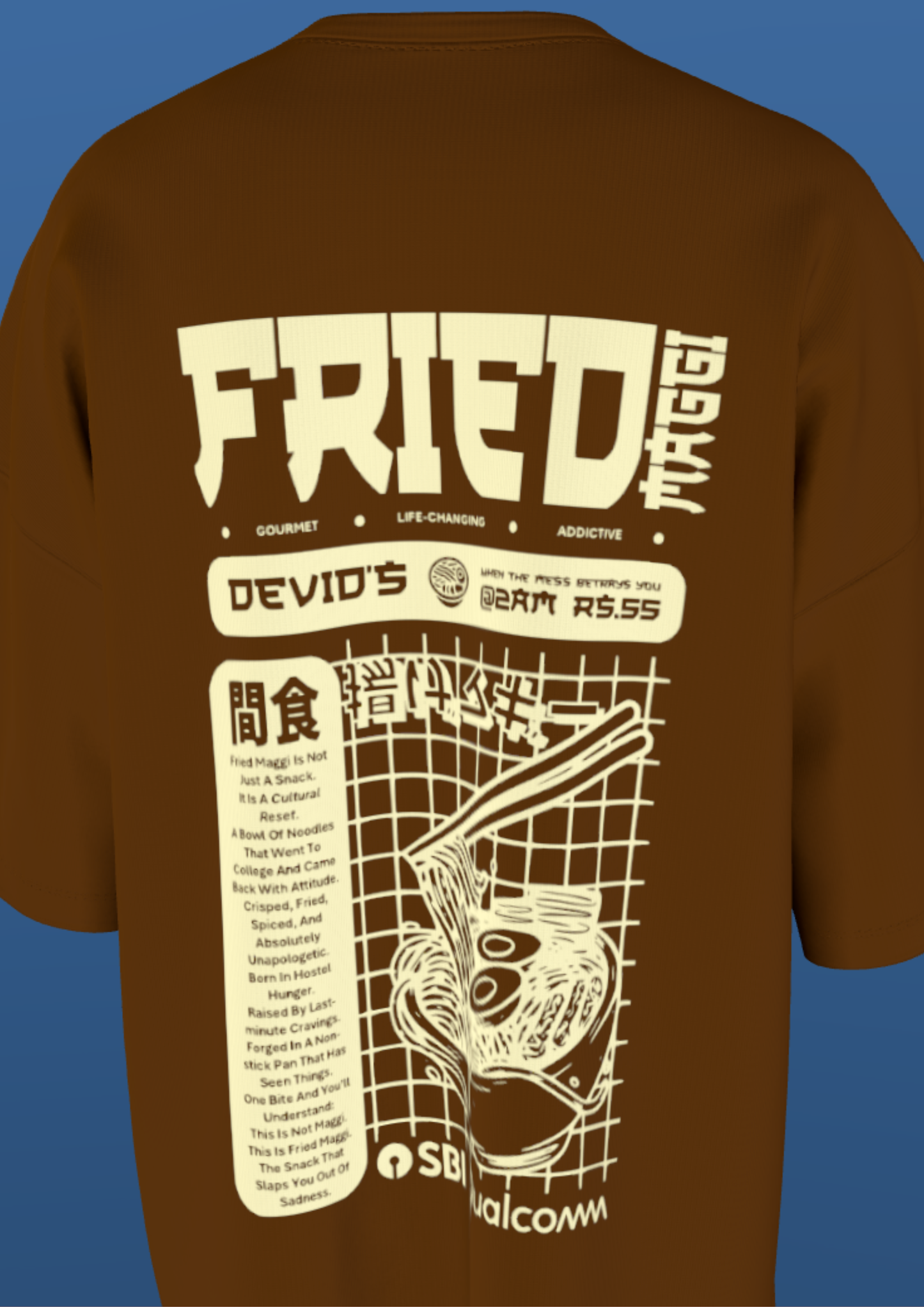 IIIT HYDERABAD -FRIED MAGGI - PREMIUM 220 GSM OVERSIZE TSHIRT