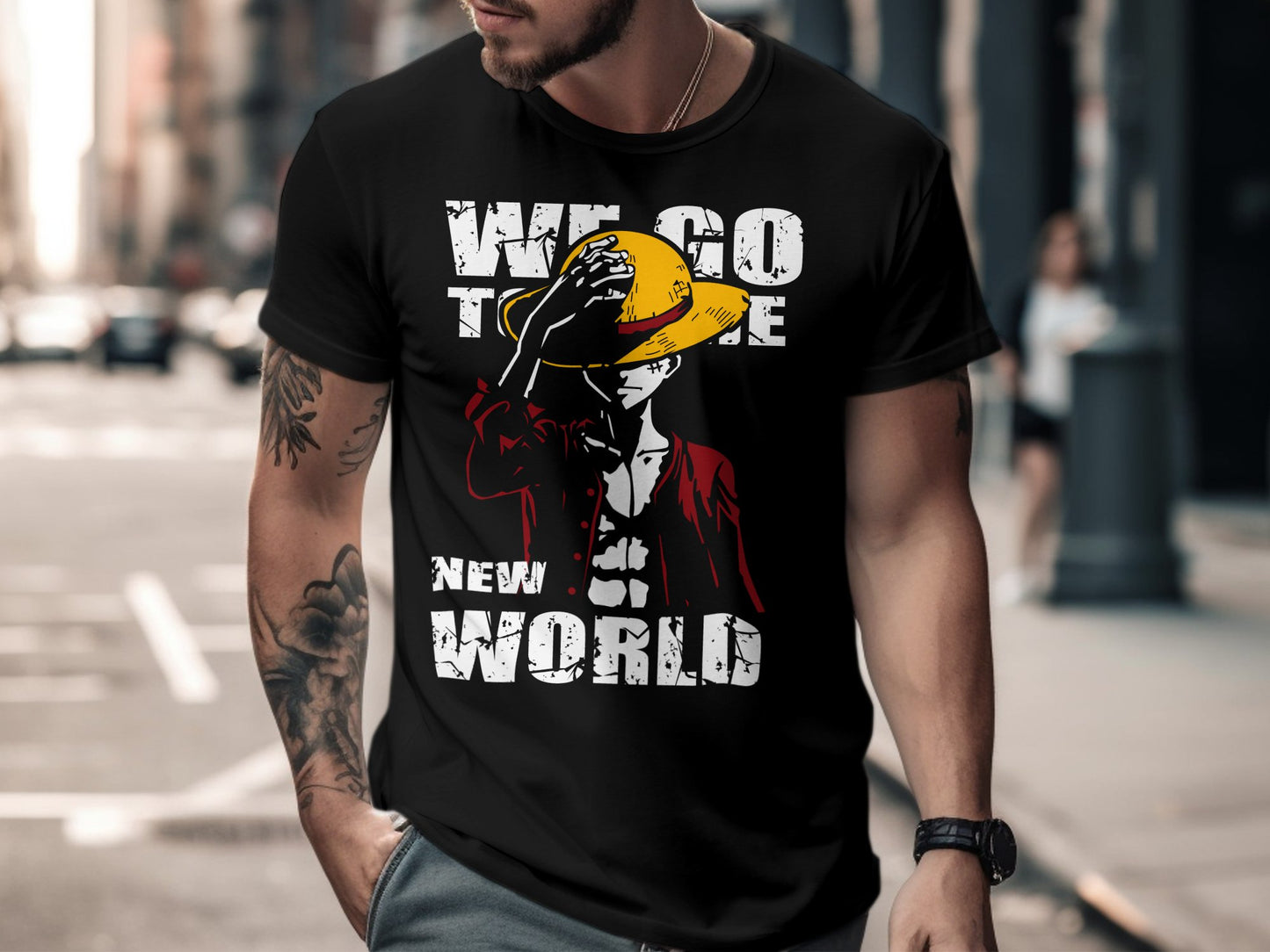 Classic Anime Series T-Shirts - One Piece -  Luffy in New World