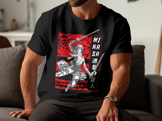 Classic Anime Series T-Shirts - Attack on Titans - Mikasa
