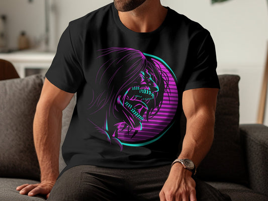 Classic Anime Series T-Shirts - Attack on Titans - Attack Titan Neon