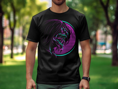 Classic Anime Series T-Shirts - Attack on Titans - Attack Titan Neon