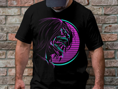 Classic Anime Series T-Shirts - Attack on Titans - Attack Titan Neon