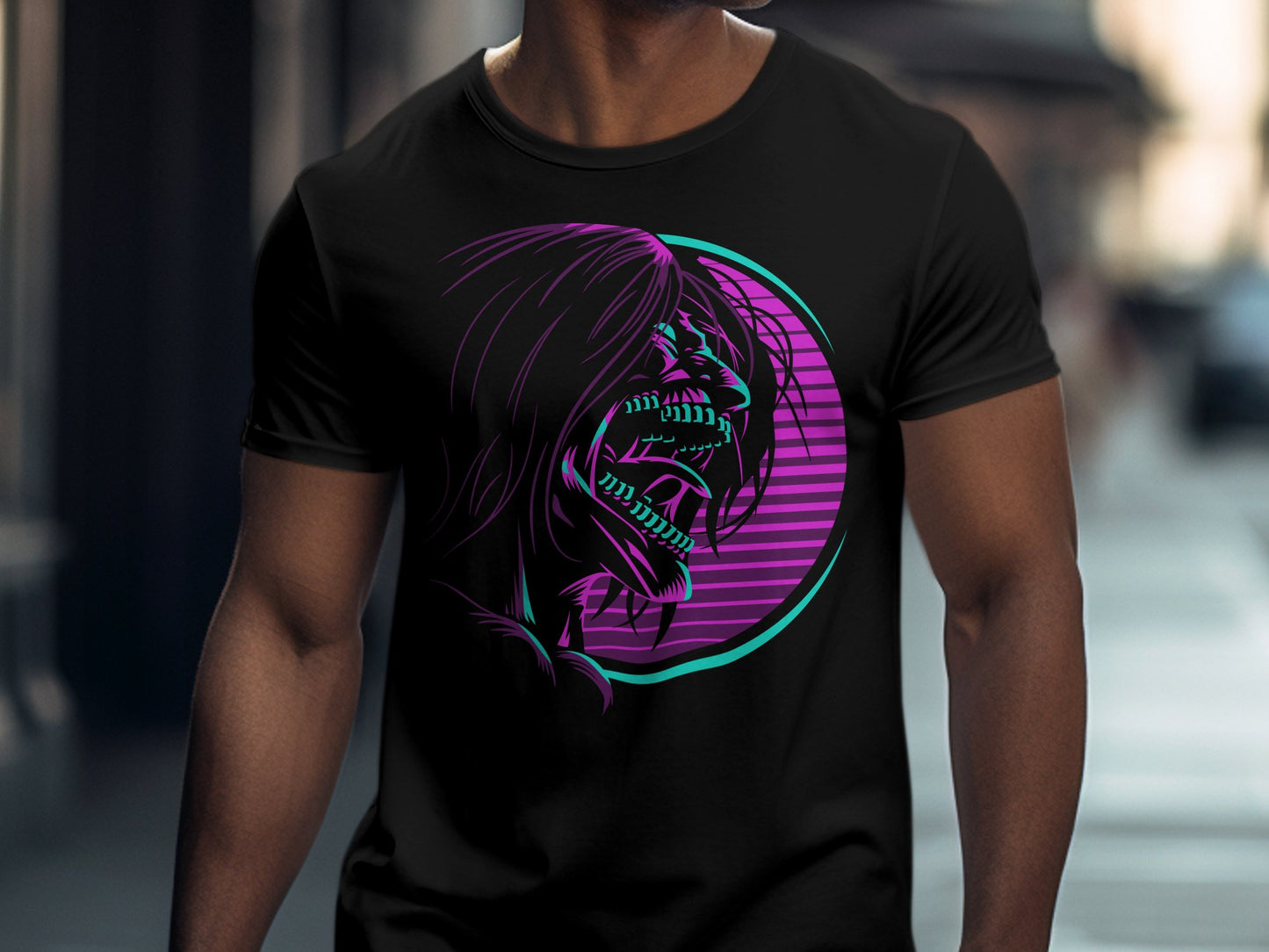 Classic Anime Series T-Shirts - Attack on Titans - Attack Titan Neon