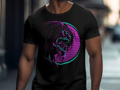 Classic Anime Series T-Shirts - Attack on Titans - Attack Titan Neon