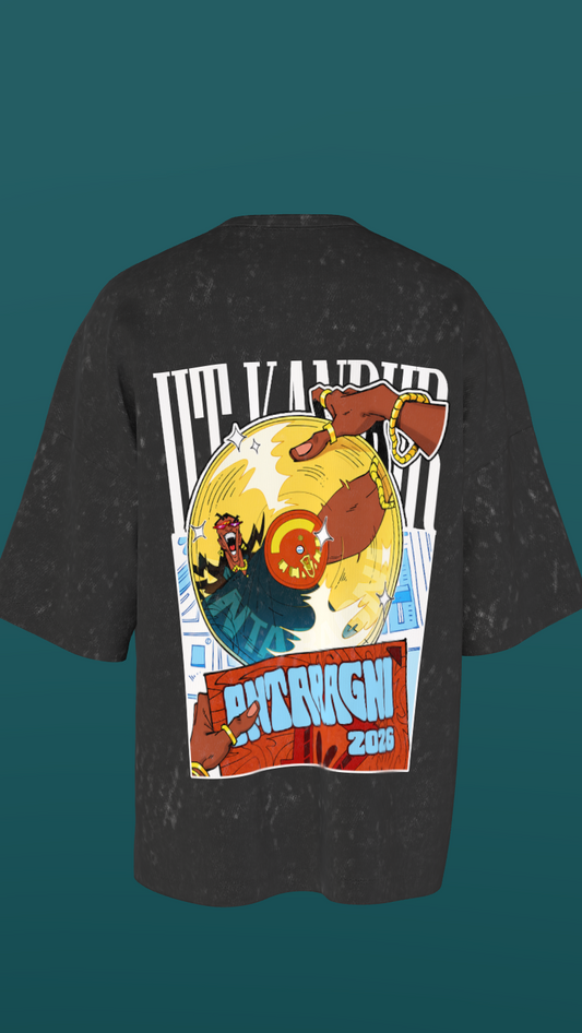IIT KANPUR "The Golden Record" Premium 260 GSM - Vintage Black Acid Wash T-Shirt
