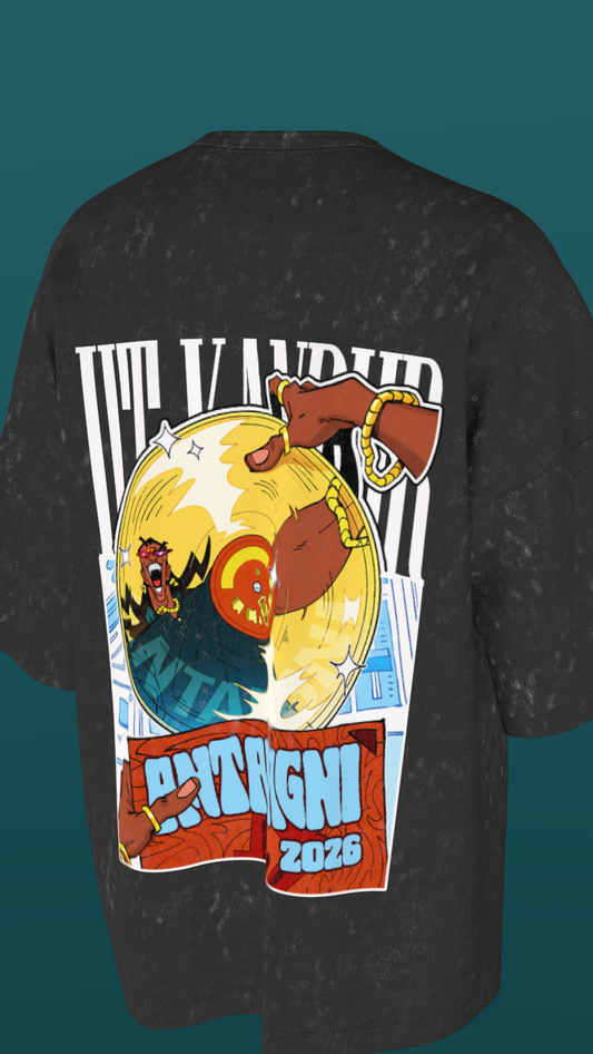 IIT KANPUR "The Golden Record" Premium 260 GSM - Vintage Black Acid Wash T-Shirt