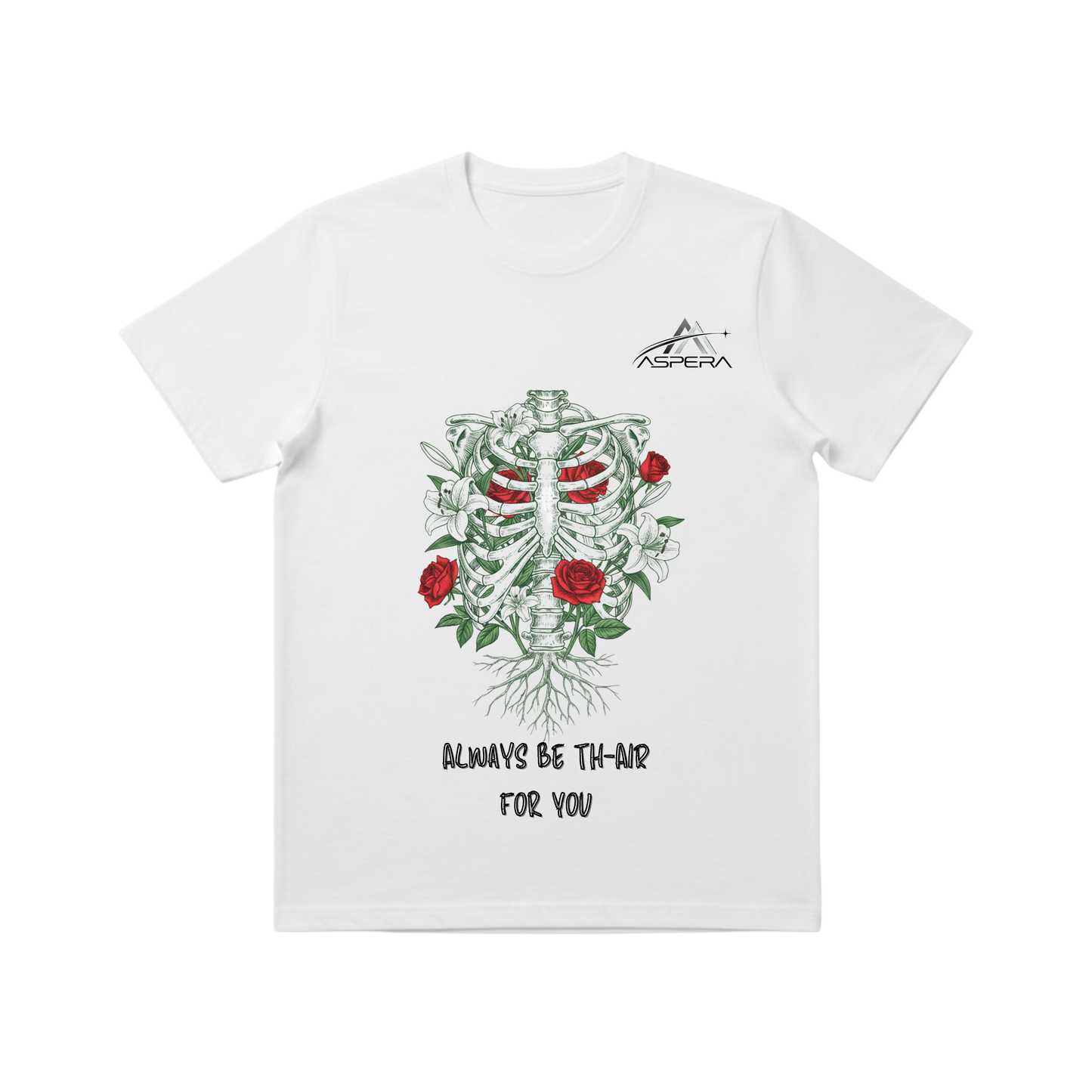 AIIMS MANGALGIRI  - WHITE RIBS & ROSES- REGULAR FIT 210 GSM T-SHIRT