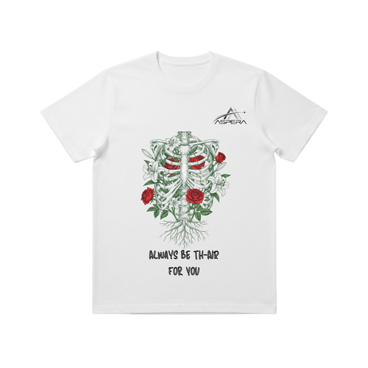 AIIMS MANGALGIRI  - WHITE RIBS & ROSES- REGULAR FIT 210 GSM T-SHIRT