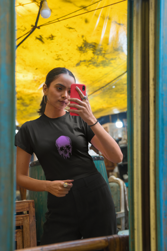 AIIMS MANGALGIRI - PREMIUM 260 GSM OVERSIZE CROP TOP - PURPLE SKULL