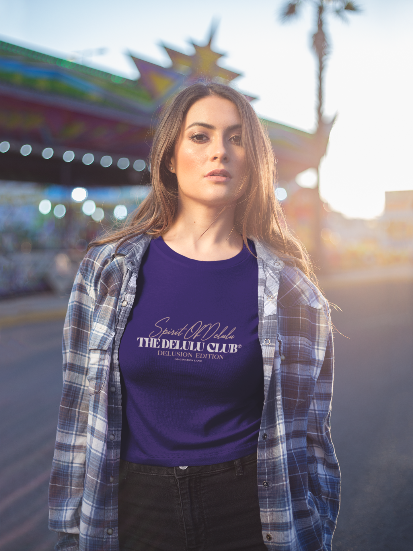 IIM SHILLONG - PREMIUM 260 GSM OVERSIZE CROP TOP -  DELULU IN NAVY BLUE