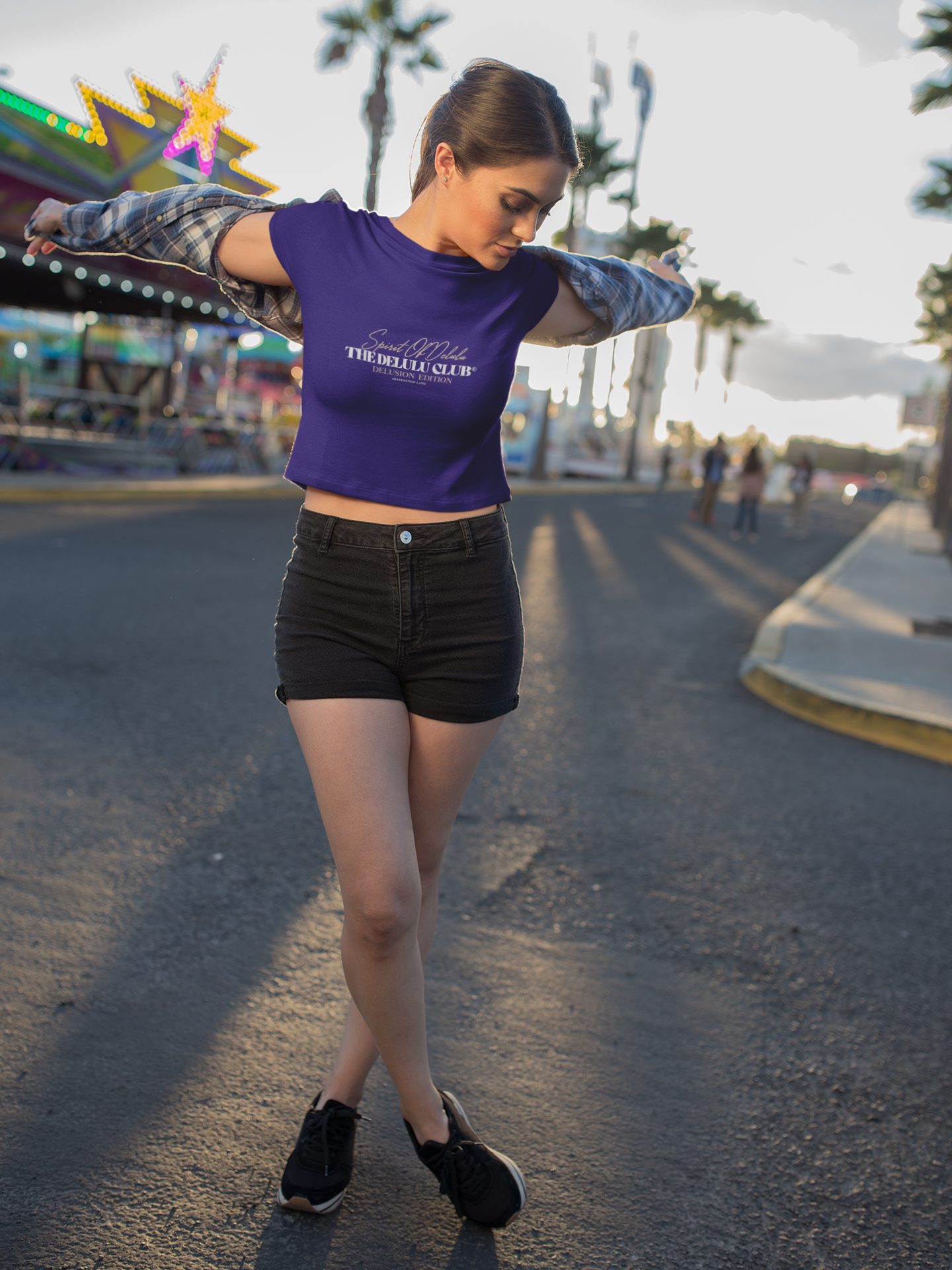 IIM SHILLONG - PREMIUM 260 GSM OVERSIZE CROP TOP -  DELULU IN NAVY BLUE